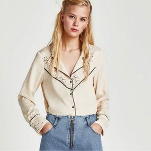 Zara Silky Star Printed Top